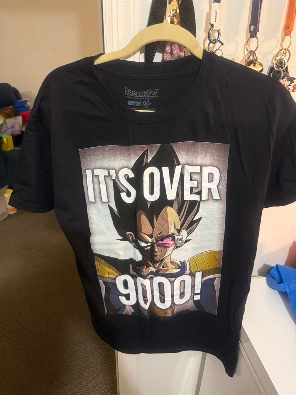 Dragon Ball Z Men’s  Black Graphic Tee - "It's Over 9000!"